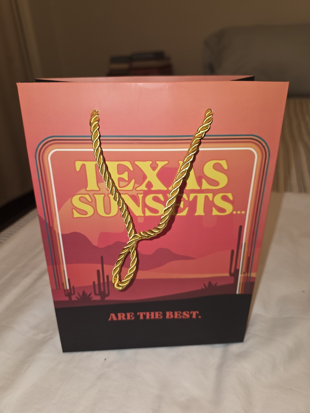 Texas Sunsets Decorative Gift Bag in Coral and Black